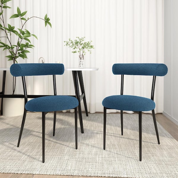 Noble House Indoor Modern Blue Fabric Upholstery Dining Chairs, (Set of 2)