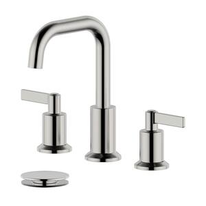 8 in. Widespread Double Handle Bathroom Faucet with Pop-Up Drain with Overflow in Brushed Nickel