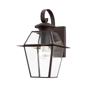 Ainsworth 12.5 in. 1-Light Bronze Outdoor Hardwired Wall Lantern Sconce with No Bulbs Included