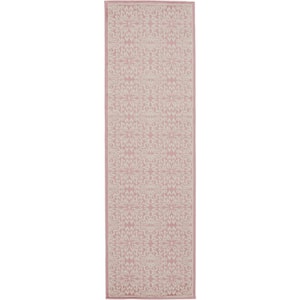 Jubilant Ivory/Pink 2 ft. x 7 ft. Moroccan Farmhouse Kitchen Runner Area Rug