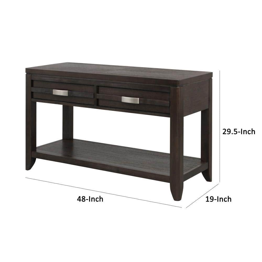 Espresso Acacia Wood & Glass 48" Console Table with Storage