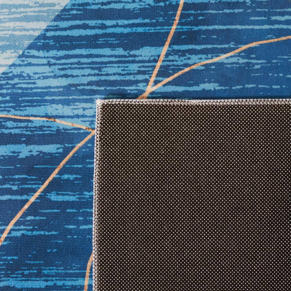 6' x 9' Blue Abstract Washable Wool Synthetic Area Rug