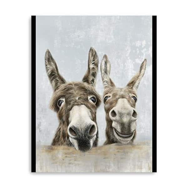 HomeRoots Victoria Cute Donkeys by Unknown 1-Piece Giclee Unframed Animal Art Print 24 in. x 18 in.