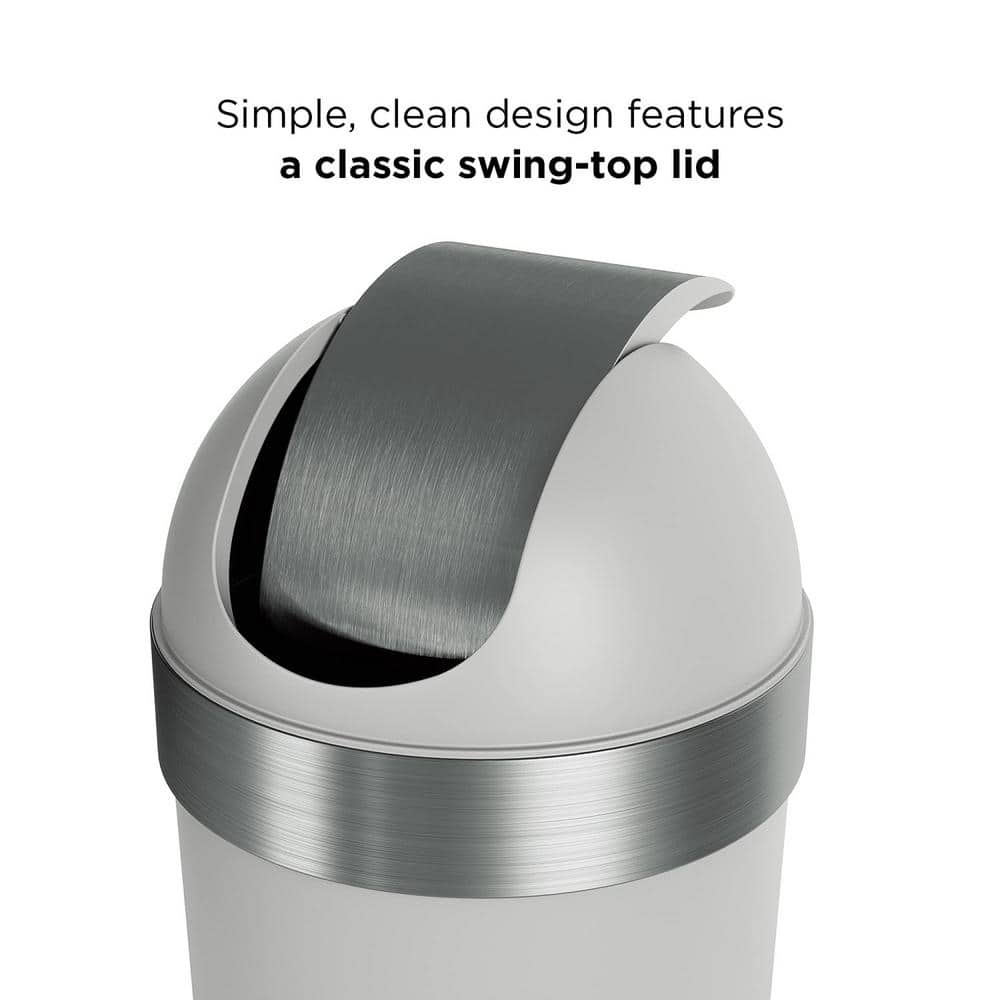 Gray Plastic Swing Top Lid Kitchen Trash Can