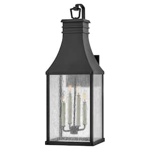 Beacon Hill 4-Light Museum Black Hardwired Outdoor Wall Lantern Sconce