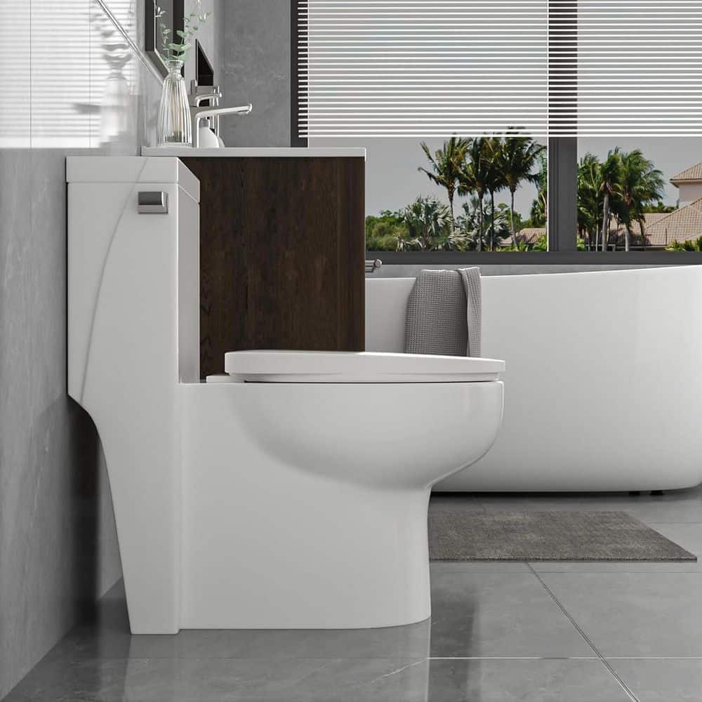Glossy White Ceramic Elongated One-Piece Corner Toilet