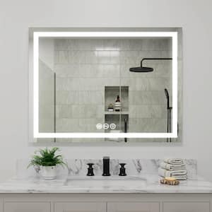 MOC 48 in. W x 36 in. H Large Rectangular Frameless LED Lighted Wall Mount Bathroom Vanity Mirror with Memory Function