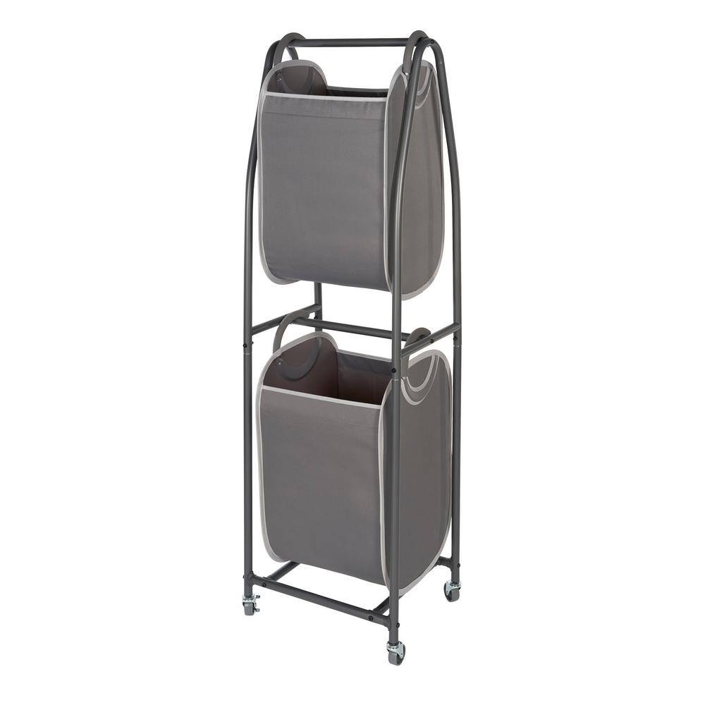 neatfreak Charcoal Grey 2Tier Vertical Rolling Laundry Sorter