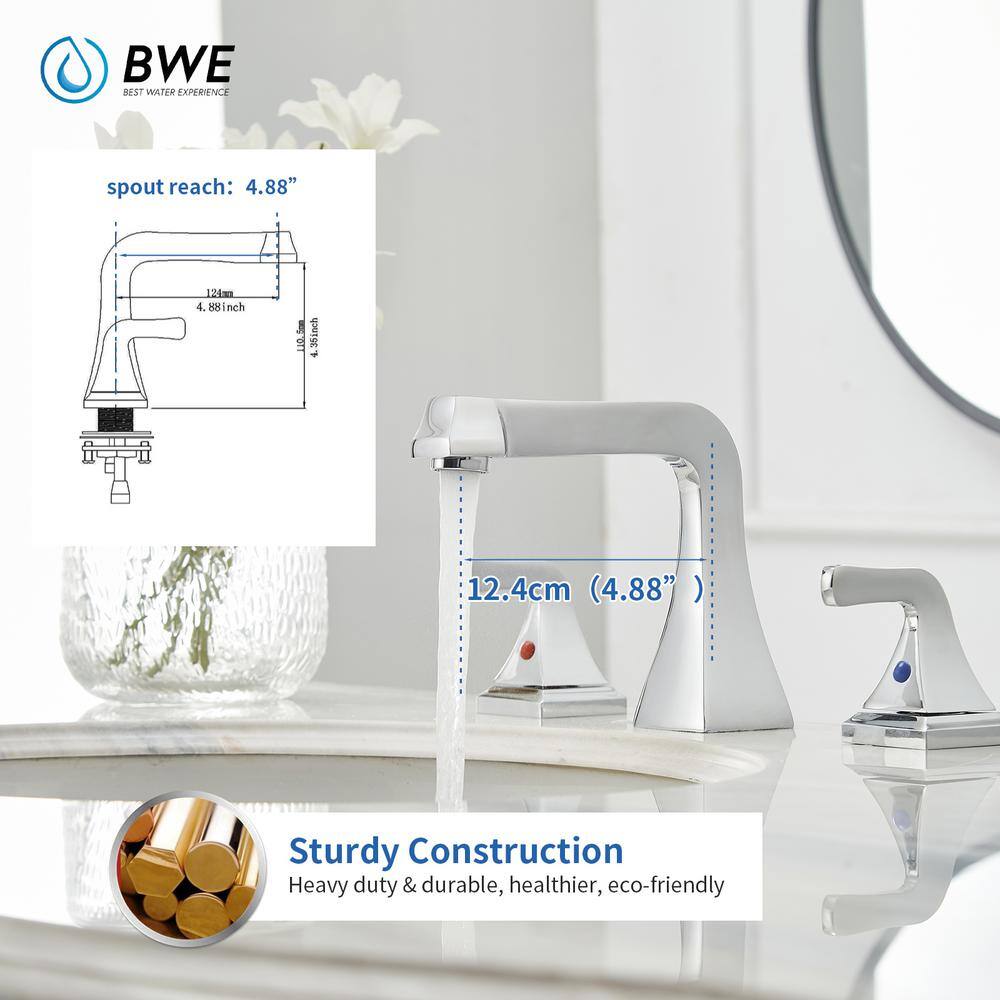 Polished Chrome Widespread 2-Handle Bathroom Sink Faucet