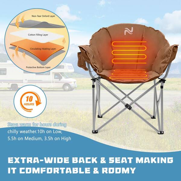 BOZTIY Oversized Heated Camping Chair Padded Camp Chair with BOZTIY Oversized Heated Camping Chair Padded Camp Chair with