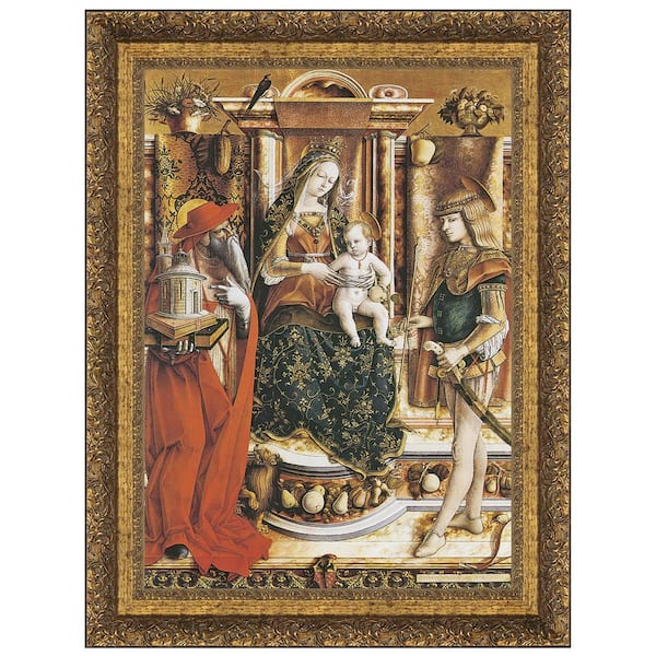 Design Toscano La Madonna della Rondine, 1490 by Carlo Crivelli Framed Religious Oil Painting Art Print 15 in. x 12.5 in.