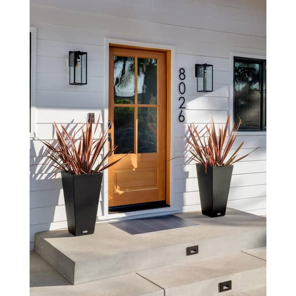 Midland 30 in. Black Plastic Tall Square Planter (2-Pack)