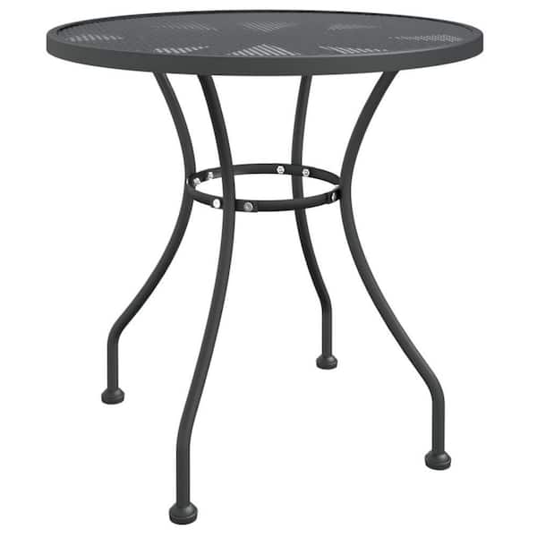 Yoko Dark Gray Round Metal 28.3 in. Outdoor Breakfast Dining Table