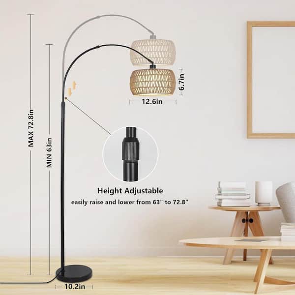 Keazile Nora 64 in. Black Boho 1-Light Smart Dimmable Lantern