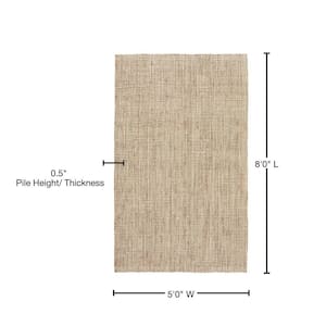 Solids/Handloom Marshmallow 5 ft. x 8 ft. Solid Area Rug