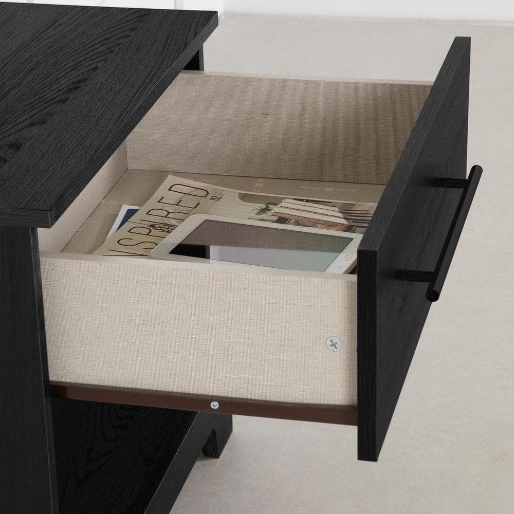 Black Oak 1-Drawer Contemporary Nightstand