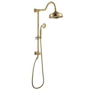 1-Spray Patterns with 2.5 GPM 8 in. Wall Mount Dual Shower Heads in Brushed Gold (Valve Not Included)