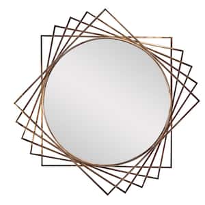 42 in. x 42 in. Black Metal Glam Round Wall Mirror