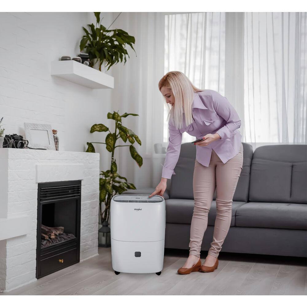 Whirlpool 30 Pint White Portable Dehumidifier with Humidistat