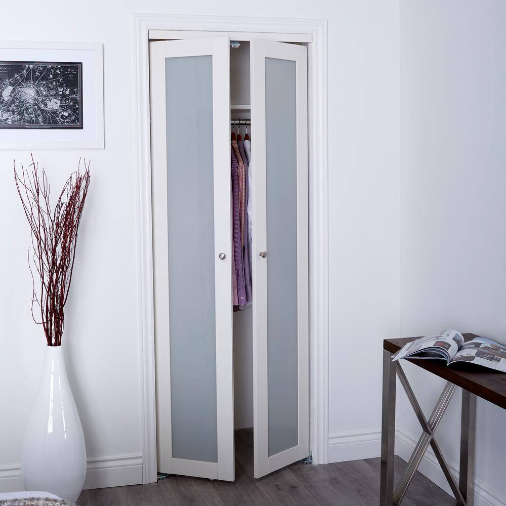 Off-White Frosted Glass Full Lite Interior French Door