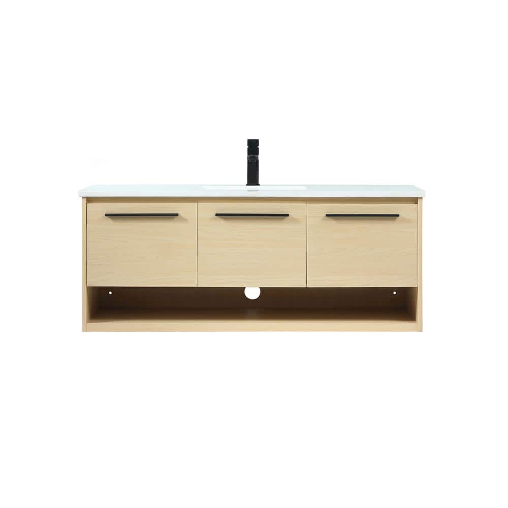 Timeless Home 48 in. W Single Bath Vanity in Maple with Engineered Stone Va