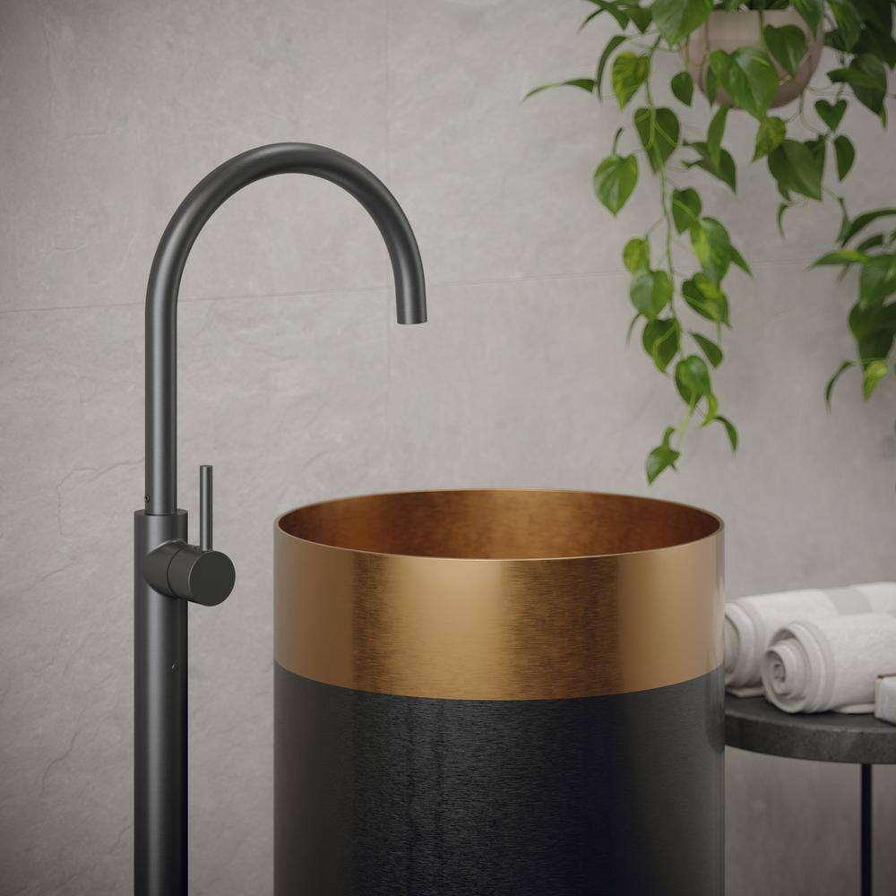 Cinox 15'' Copper and Gray Stainless Steel Pedestal Sink