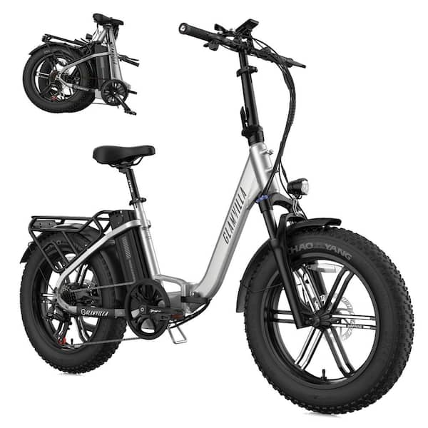Wildaven 20 in. Foldable Electric Mountain Bike Bicycles with 750-Watt Motor and 48-Volt 15AH Battery, Shimano 7 Speed-Sliver
