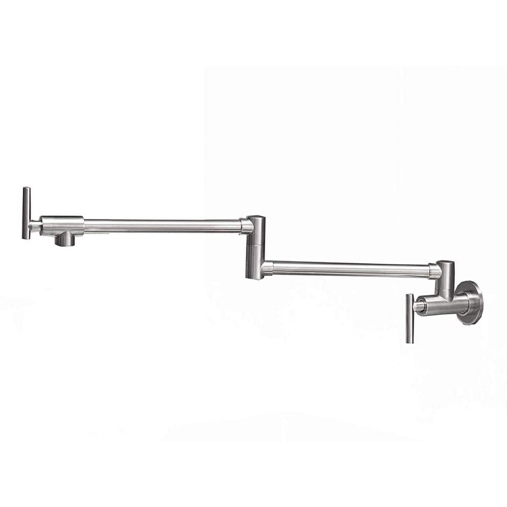 Brass Wall Mount Pot Filler in Brushed Nickel