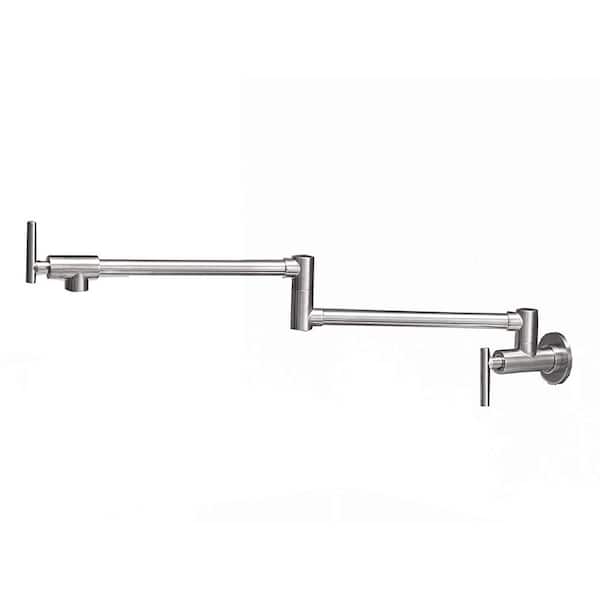 Brass Wall Mount Pot Filler in Brushed Nickel