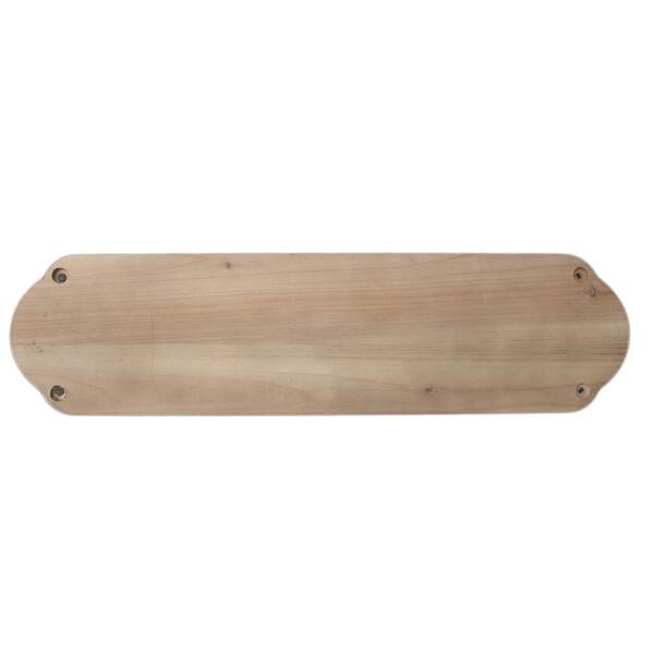 Parisloft Happiness Is Homemade Brown Wood Long Narrow Flat Decorative Tray with 2 Metal Handles, Natural Wood and White