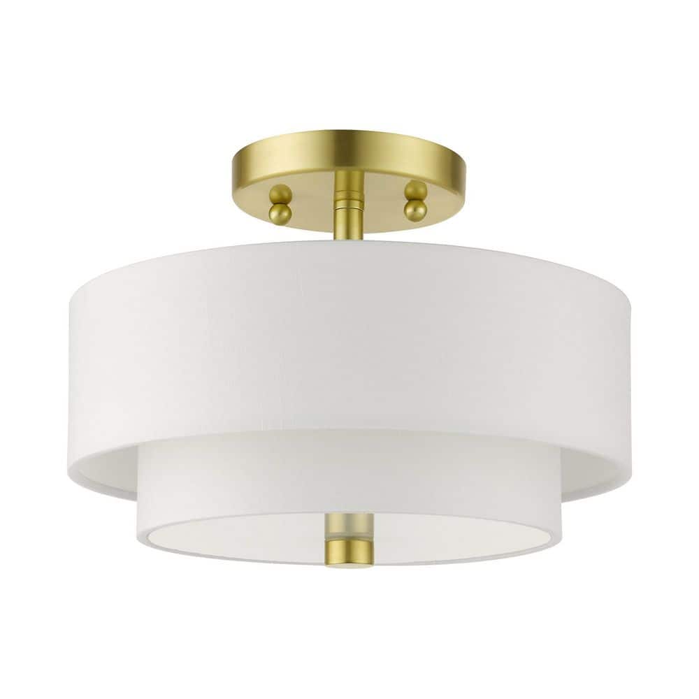 Satin Brass Glass Drum LED Indoor/Outdoor Light Fixture