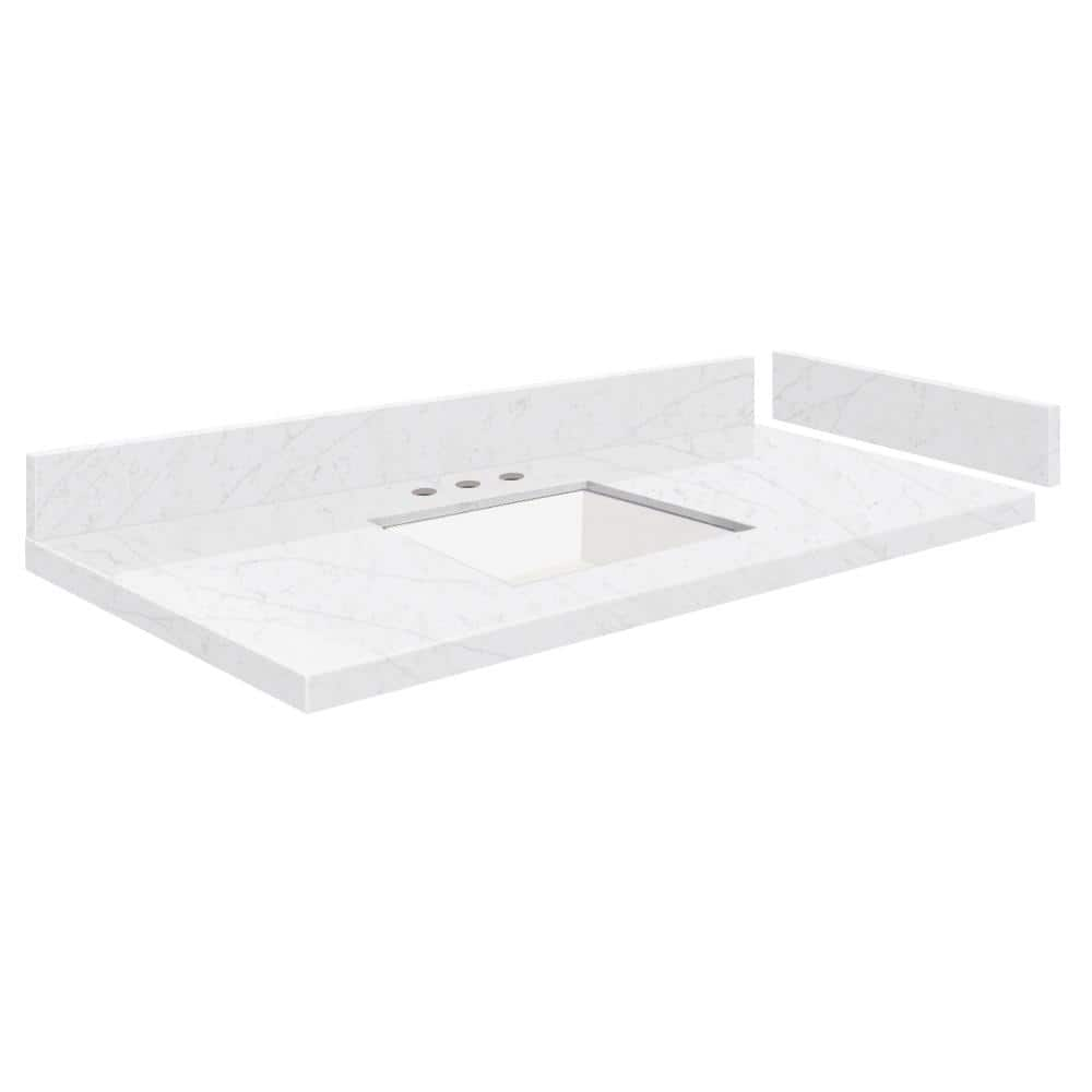 Silestone 39.5 in. W x 22.25 in. D Quartz White Rectangular Single Sink Vanity Top in Statuario -  Transolid, 608197344268