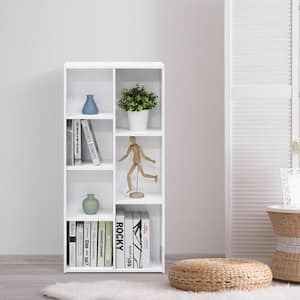 41.7 in. White Faux Wood 7-shelf Standard Bookcase with Storage