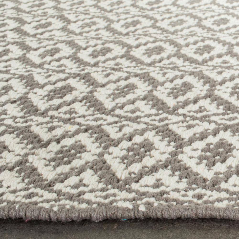 Ivory and Grey Rectangular Flat Woven Wool Cotton Rug, 4' x 6'