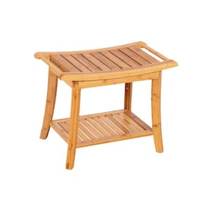 Solid Bamboo 19 in. H x 23.75 in. W x 13.25 in. D Spa Style Natural Shower Bathroom Bench
