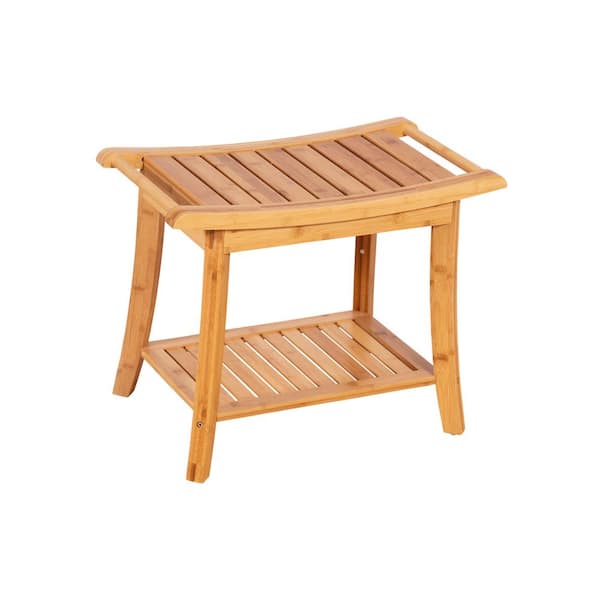 Eccostyle Solid Bamboo 19 in. H x 23.75 in. W x 13.25 in. D Spa Style Natural Shower Bathroom Bench