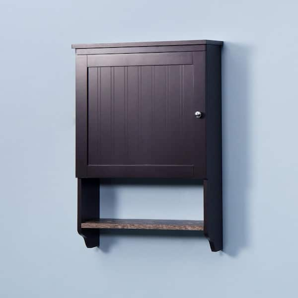 cadeninc Black Bathroom Wall Cabinet with 2 Doors and Adjustable