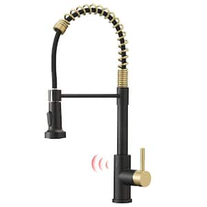 Single Handle Touchless Kitchen Faucet with Pull Down Sprayer Kitchen Sink Faucets 1-Hole Smart Sensor Taps Gold & Black