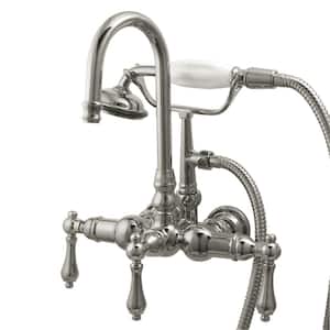 3-Handle Claw Foot Tub Faucet with Handshower in Chrome
