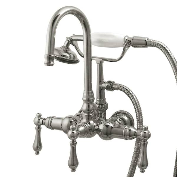 Kingston Brass 3-Handle Claw Foot Tub Faucet with Handshower in Chrome