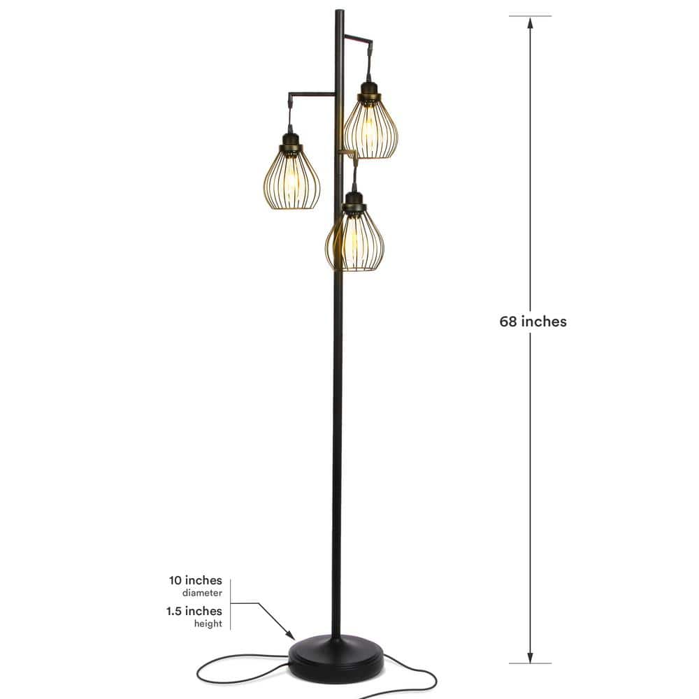 Edison Inspired Multi-Head 68" Black LED Floor Lamp
