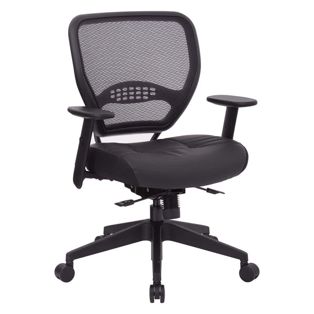 BOSS Office Products Black Mesh Back and Seat Cushions Black Base Lumbar  Support Adjustable Arms Pneumatic Lift Executive Task Chair B6706-BK - The  Home Depot