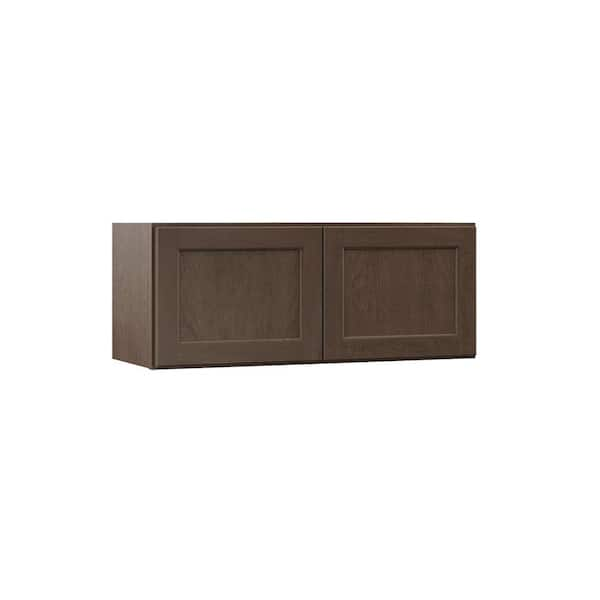 Hampton Bay Shaker 30 in. W x 12 in. D x 12 in. H Assembled Wall Bridge Kitchen Cabinet in Brindle without Shelf