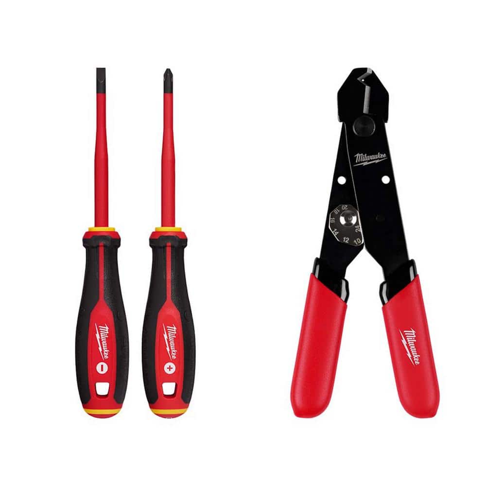 Milwaukee 1000Volt Insulated Slim Tip Screwdriver Set with 1224 AWG Adjustable Compact Wire