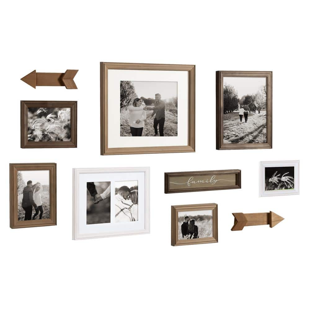 Classic White and Gray Wood Wall Picture Frame Set
