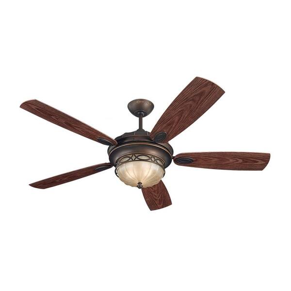 Generation Lighting Drawing Room 56 in. Roman Bronze Ceiling Fan with Grain Walnut ABS Blades