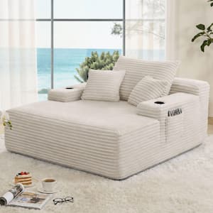 Seafuloy Orange Corduroy Chaise Lounge, Sofa Bed, Oversized Chair with ...