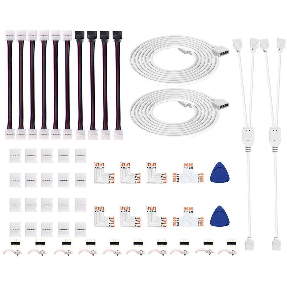 LED Strip Light Connectors Kit, 4 Pin RGB 5050 10mm, Includes L Shape ...