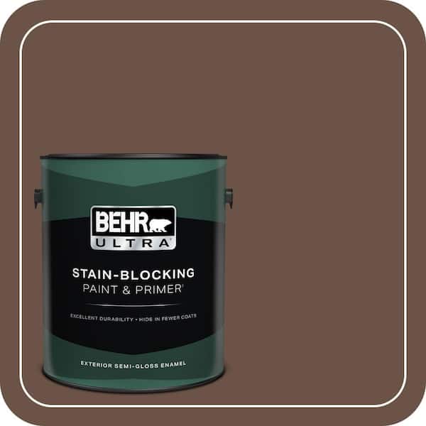 BEHR ULTRA 1 gal. #MQ2-05A Authentic Brown Semi-Gloss Enamel Exterior Paint & Primer