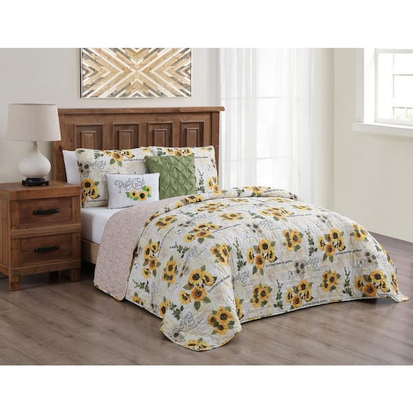 1-PC SPICE KING OVERSIZED GEORGIA BED QUILT CLASSIC WEDDING RING PATTERN 